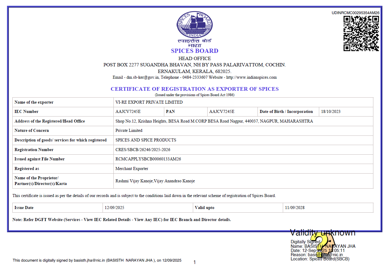 RCMC APEDA Certificate